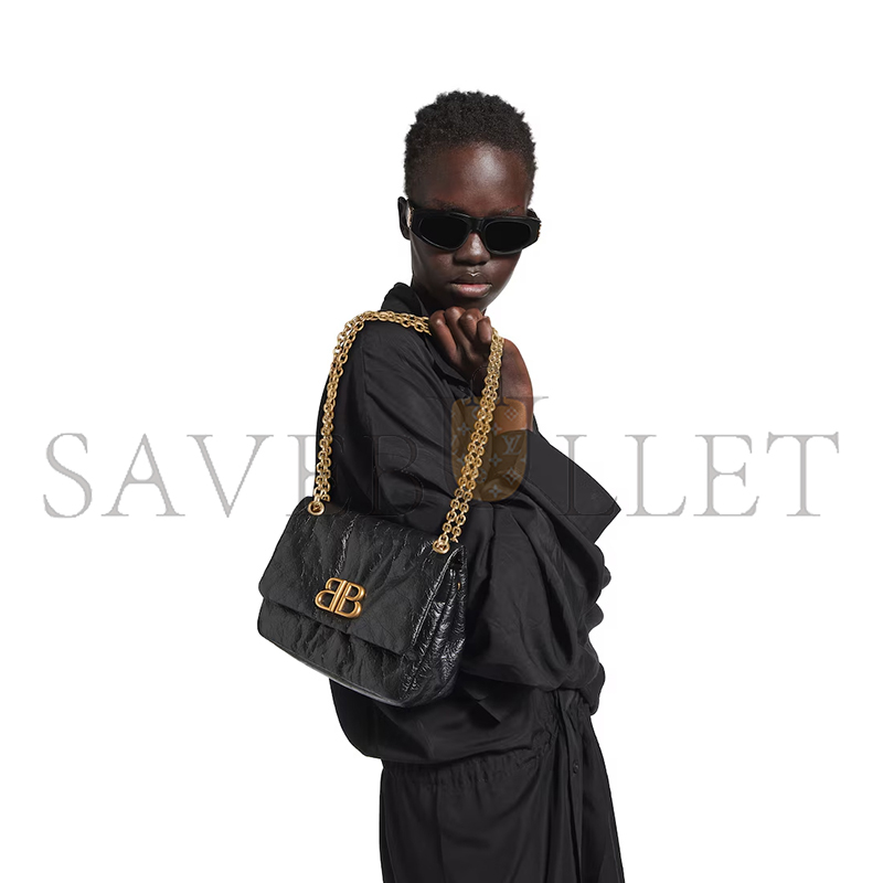 BALENCIAGA WOMEN'S MONACO BAG MINI IN BLACK 7929772AAR81000 (22*14*8cm) BALENCIAGA WOMEN'S MONACO BAG MINI IN BLACK 7929772AAR81000 (22*14*8cm)